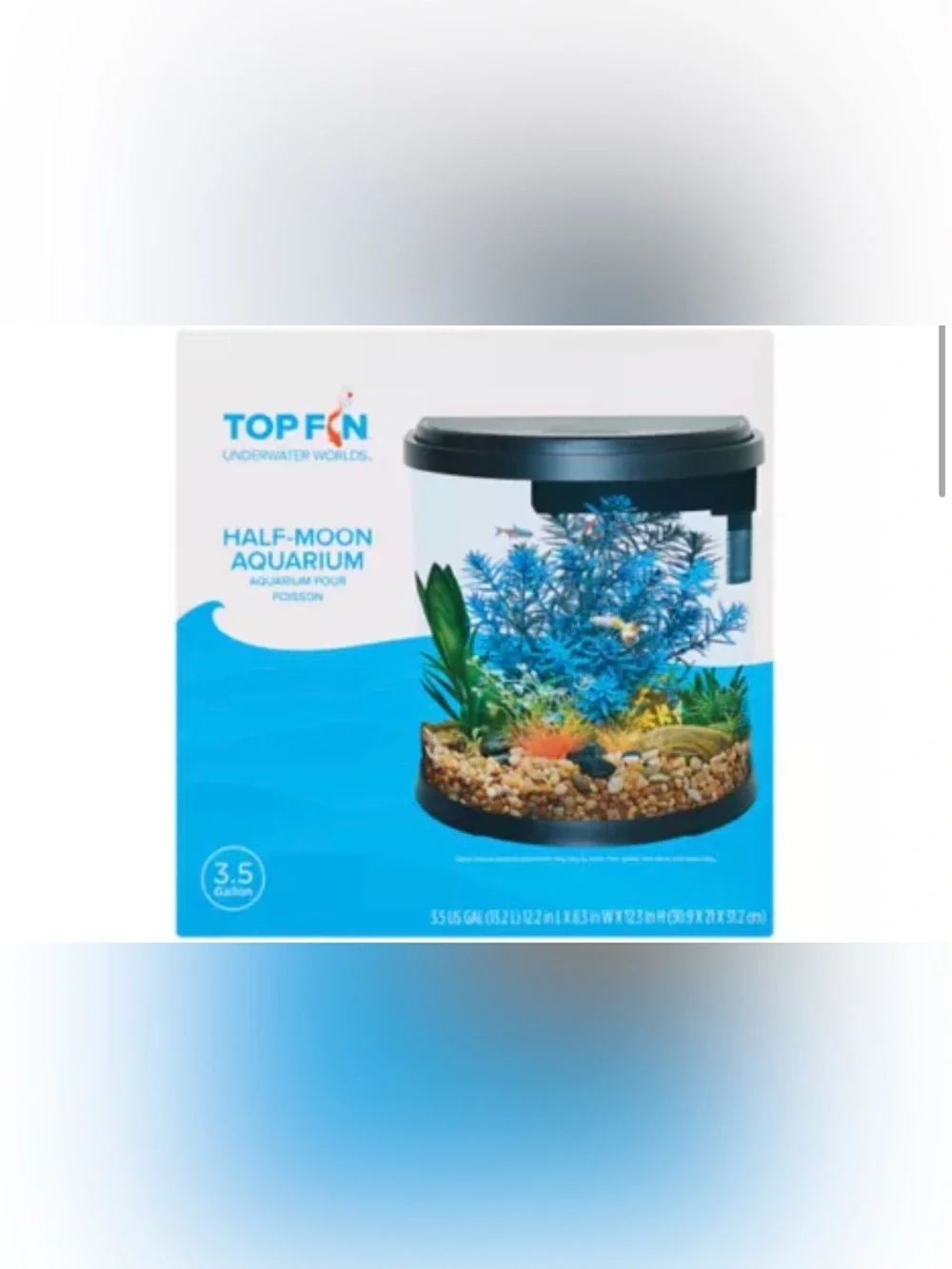 3.5 Gallon Half Moon Aquarium with LED Light and Filter
